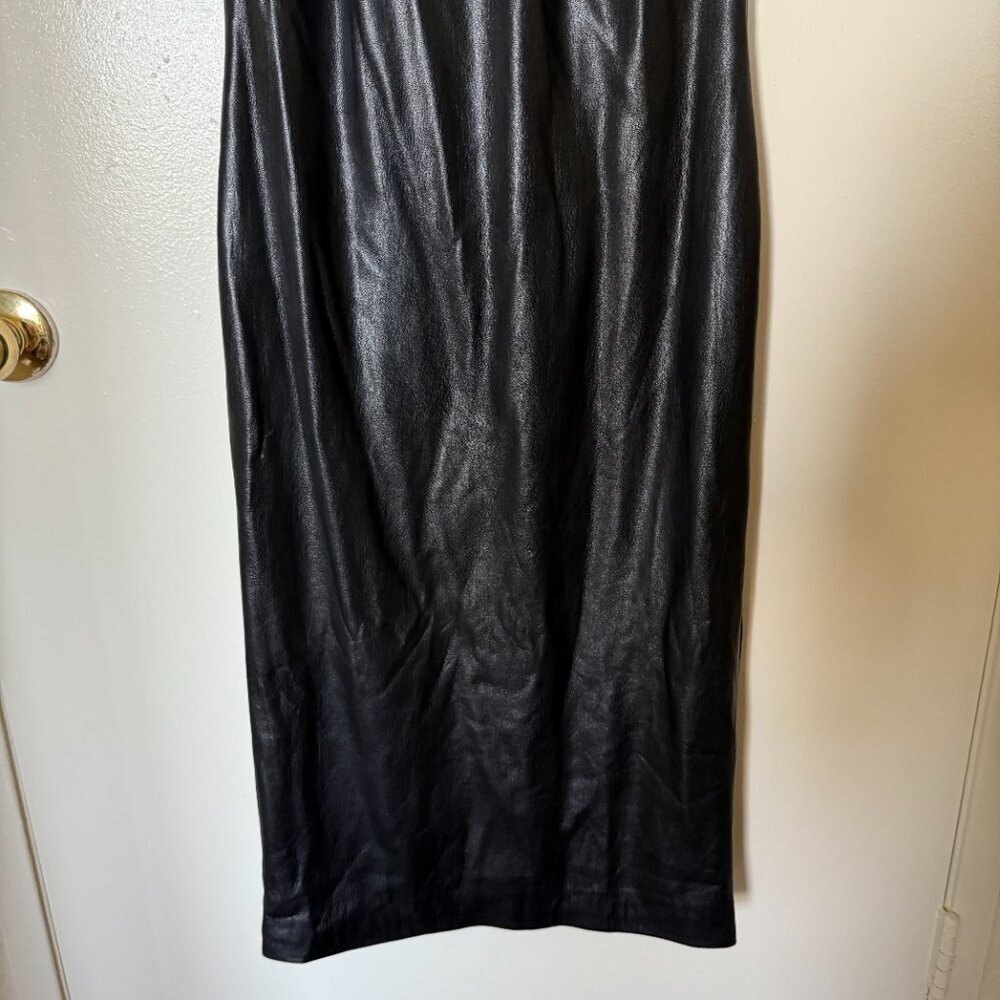 Alice + Olivia Delora Black Vegan Leather Sleeveless Midi Dress US 6​ - Picture 4 of 9
